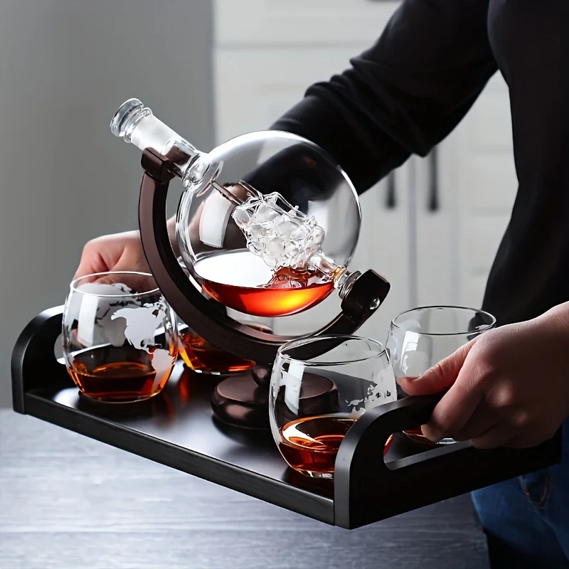 Bitters Bottle Set - Globe Shaped Whiskey Decanter Borosilicate Glass
