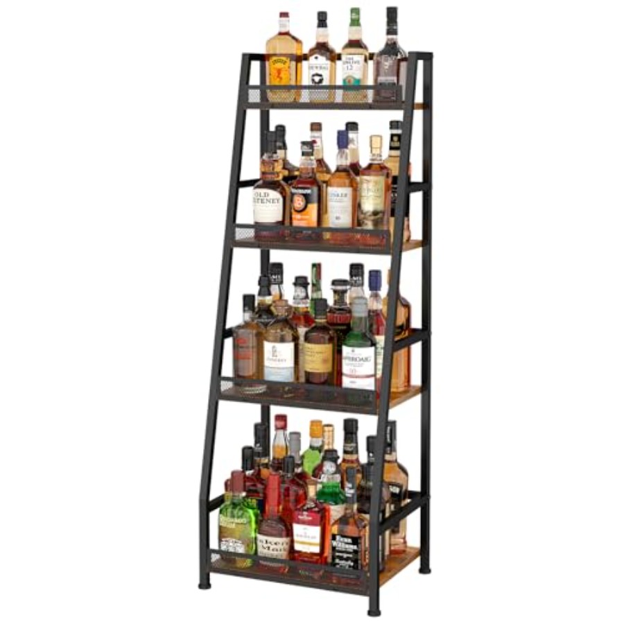 Home Bar Stand - 4-Tier Trapezoid Liquor Stand for Home