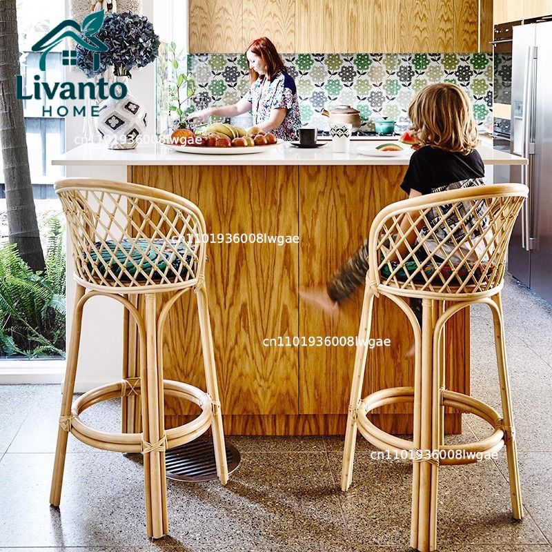 Natural Rattan Bar Stools with - Home Bar Seating recension och pris