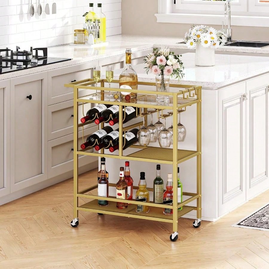 Bar Cart Home, 3-Tier Serving  - Bar Cart Gold recension och pris
