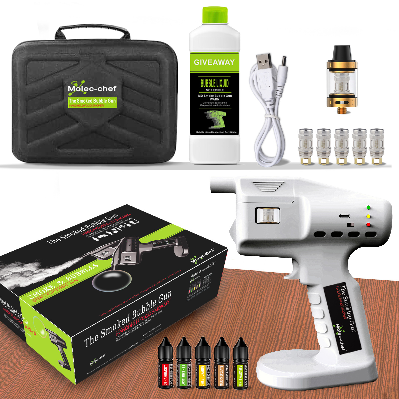 White Smoked Bubble Gun with F - Smoking Gun Kit recension och pris