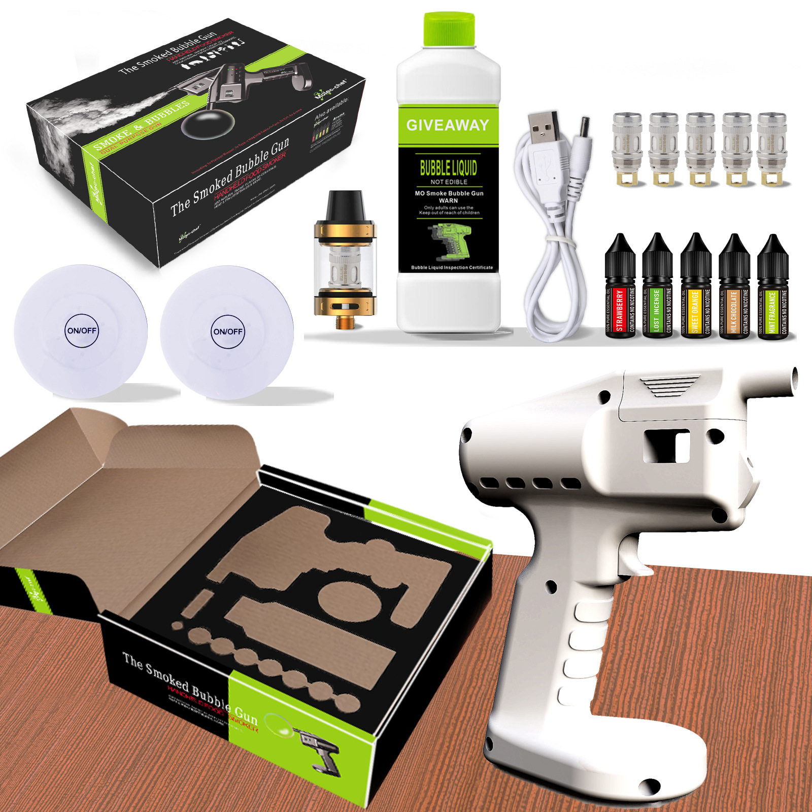 White Smoked Bubble Gun with F - Smoking Gun Kit recension och pris