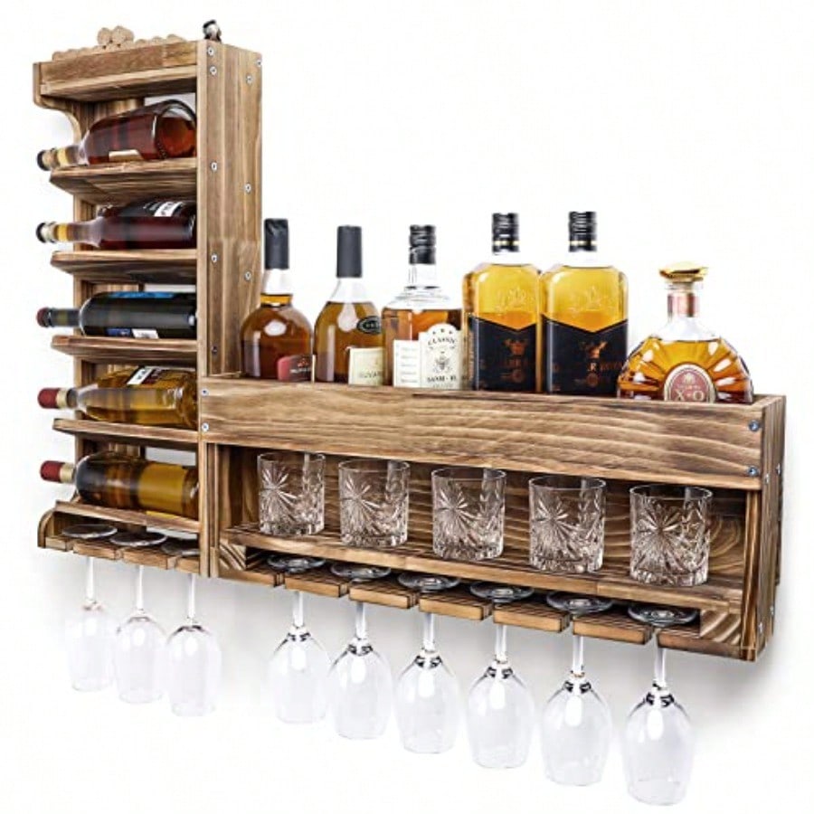 Wine Rack Wall Mounted WoodAlc - Home Bar Shelves recension och pris