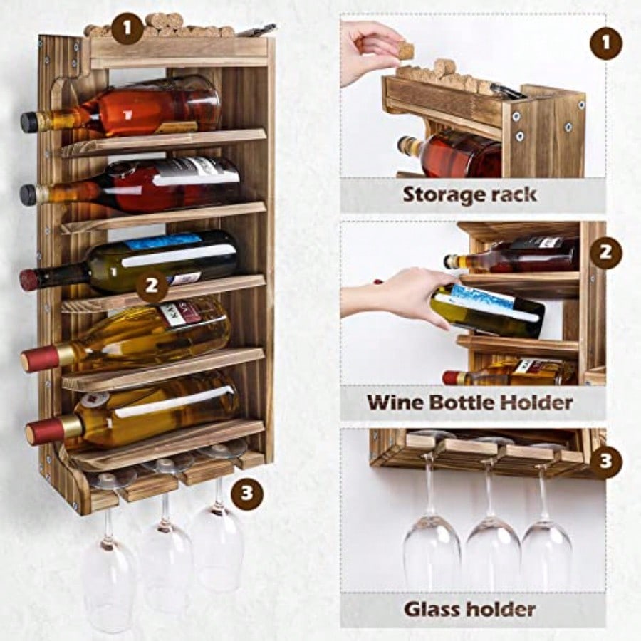 Wine Rack Wall Mounted WoodAlc - Home Bar Shelves recension och pris