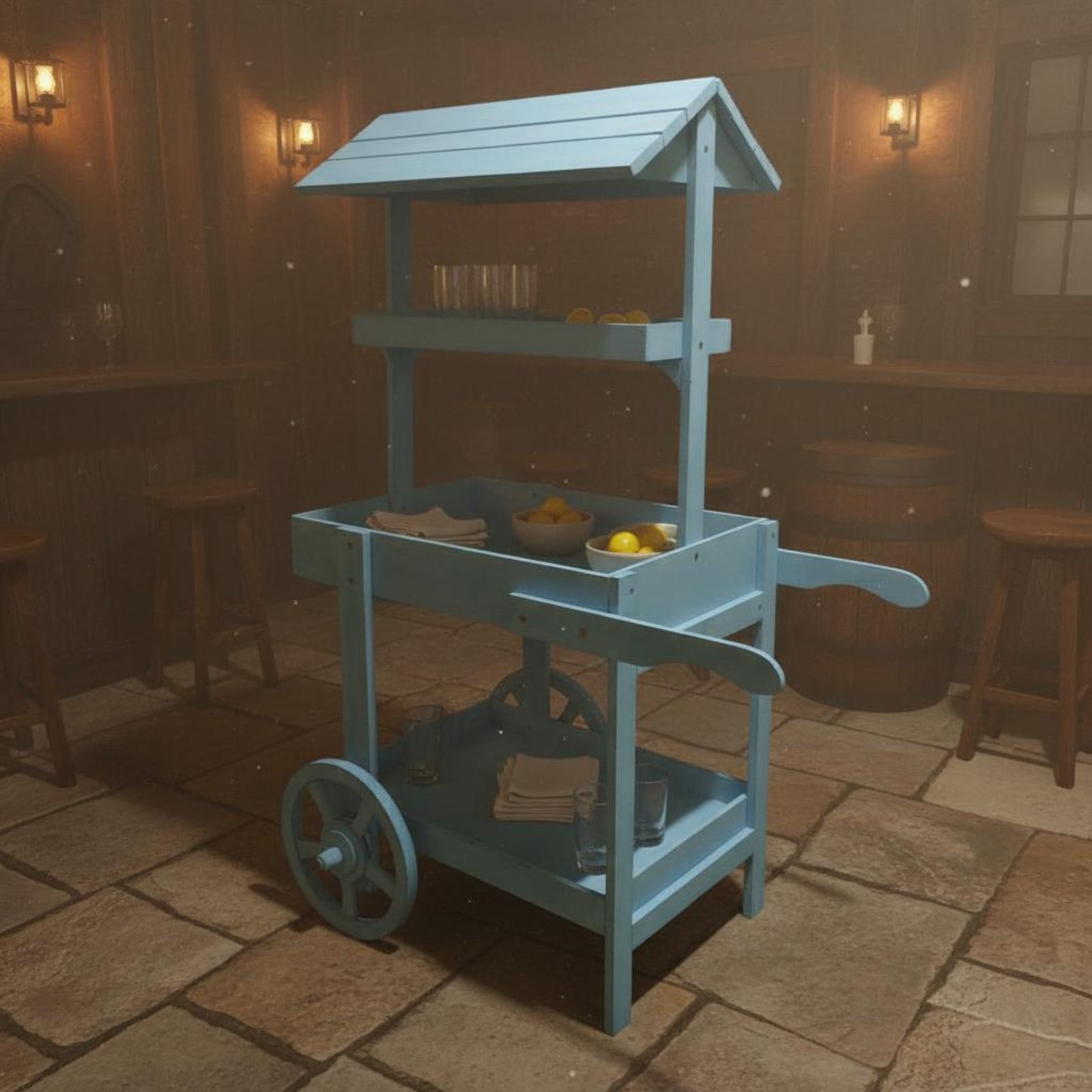 Rustic Display Trolley Wheeled - Home Bar Shelves recension och pris