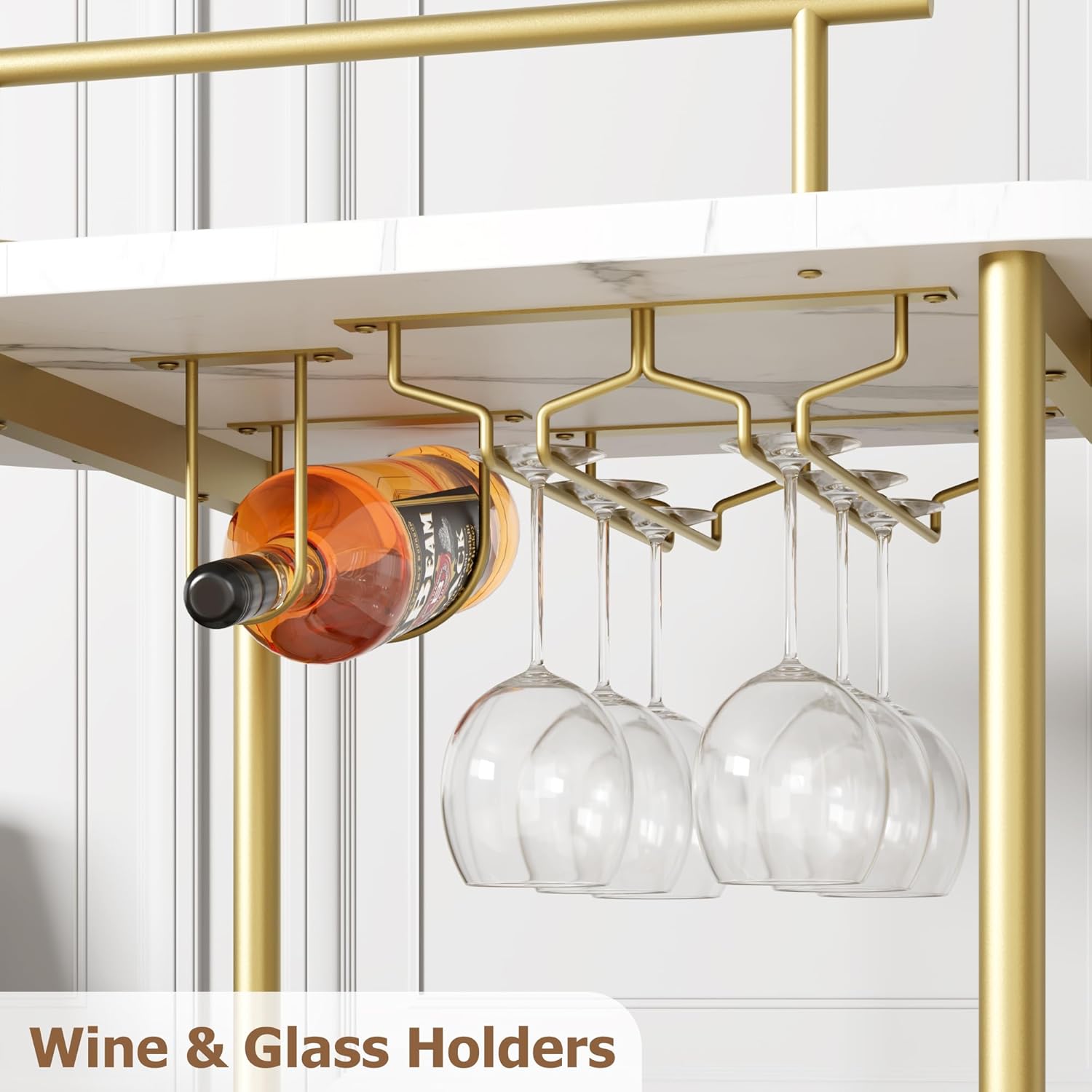 Gold Bar Carts with 4-Tiers St - Bar Cart Gold recension och pris