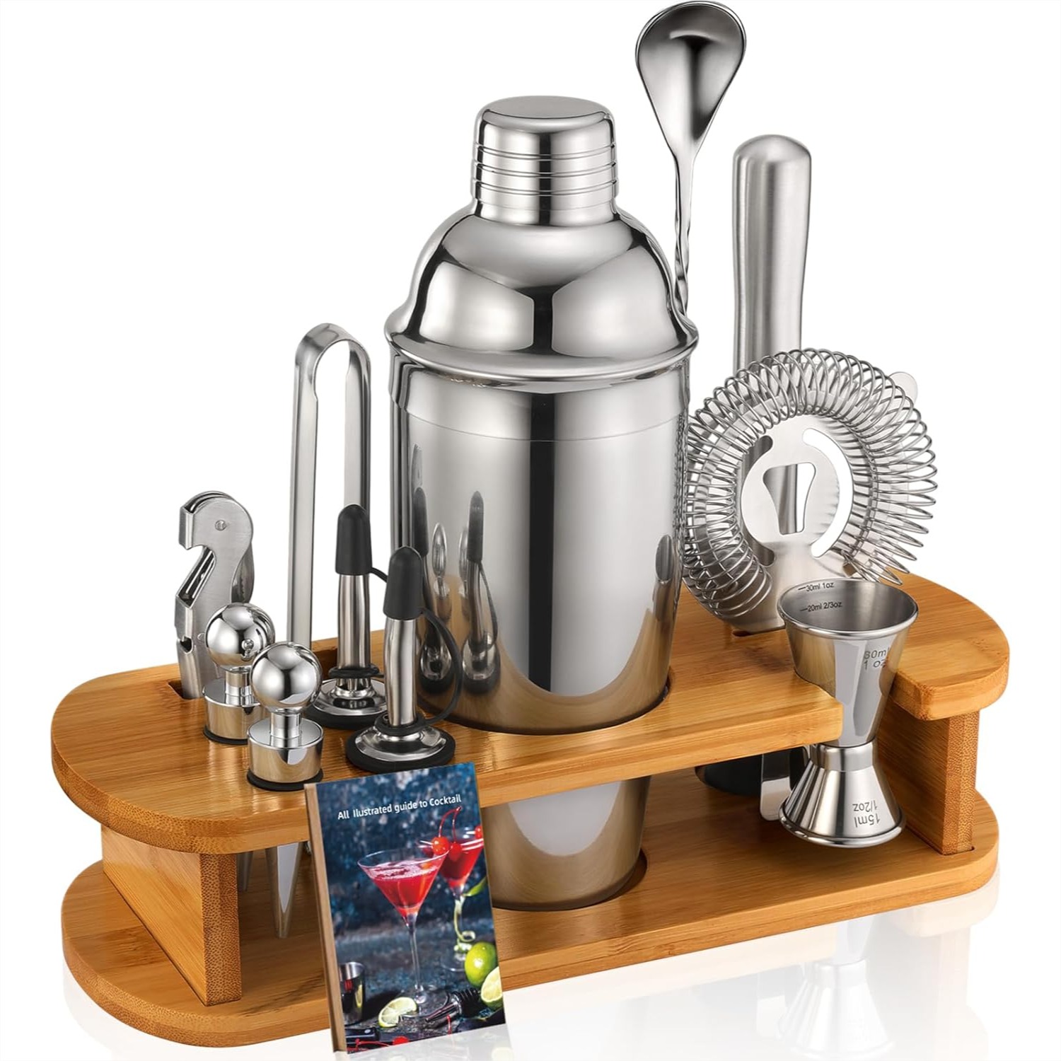 13-Piece Cocktail Shaker Set W - Home Bar Stand recension och pris