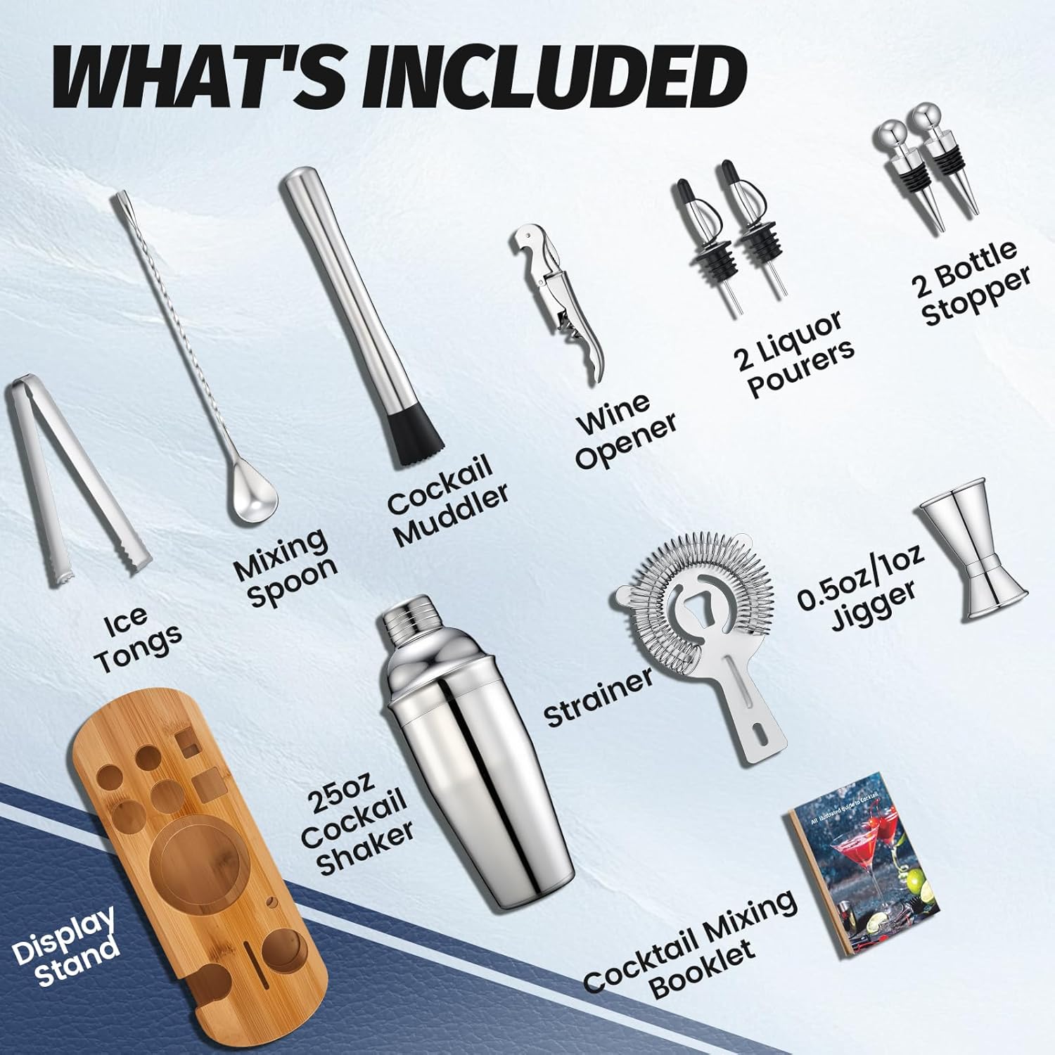 13-Piece Cocktail Shaker Set W - Home Bar Stand recension och pris
