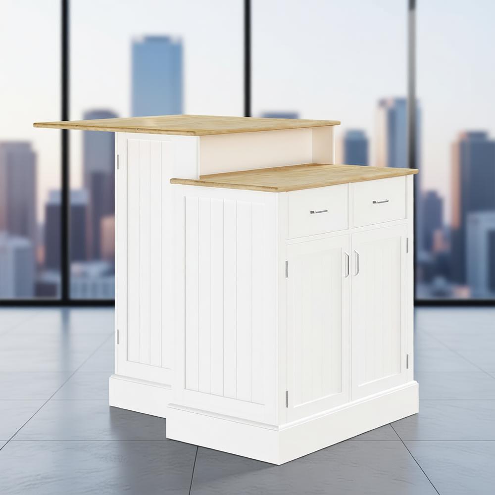 White Kitchen Island with Stor - Home Bar And Cabinet recension och pris