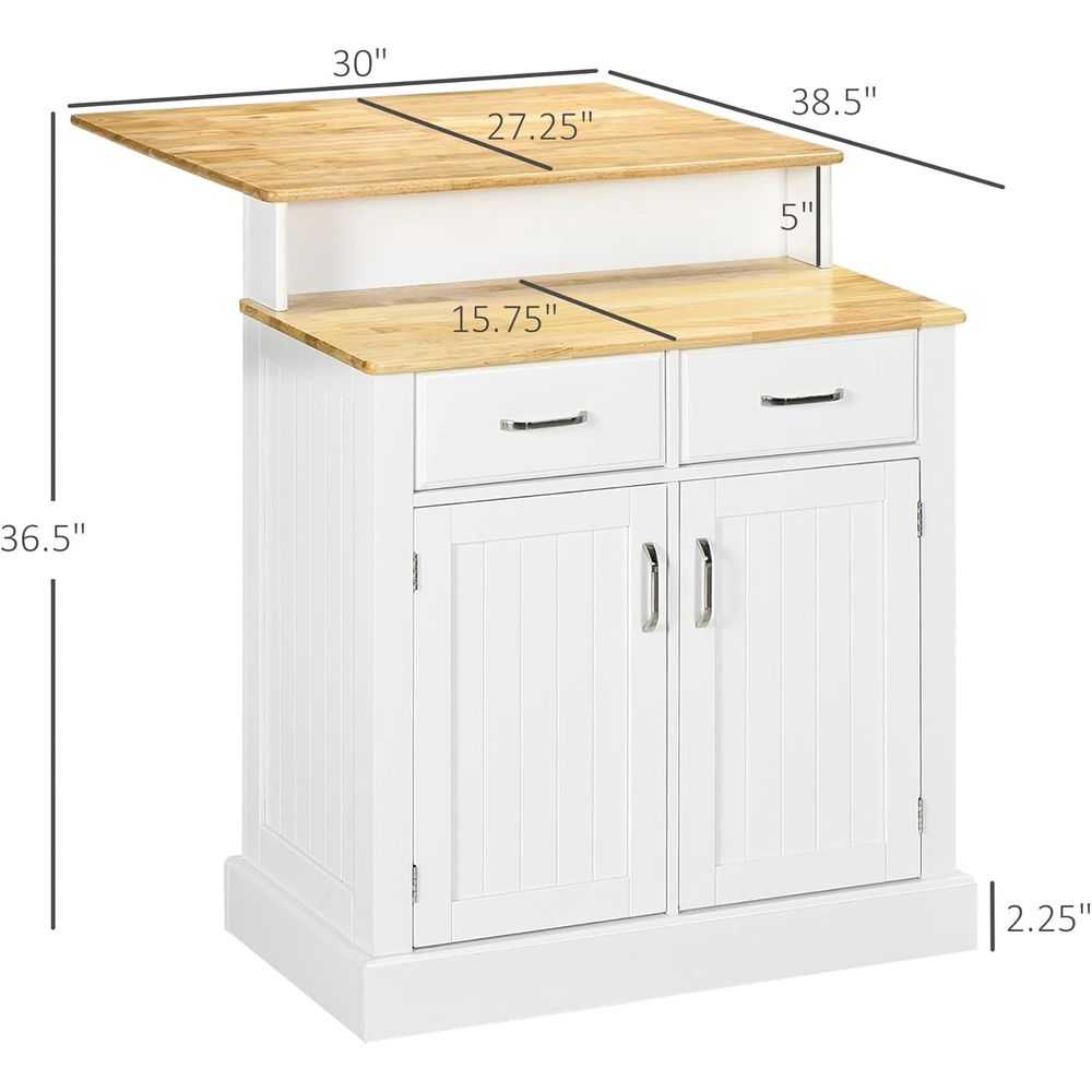 White Kitchen Island with Stor - Home Bar And Cabinet recension och pris