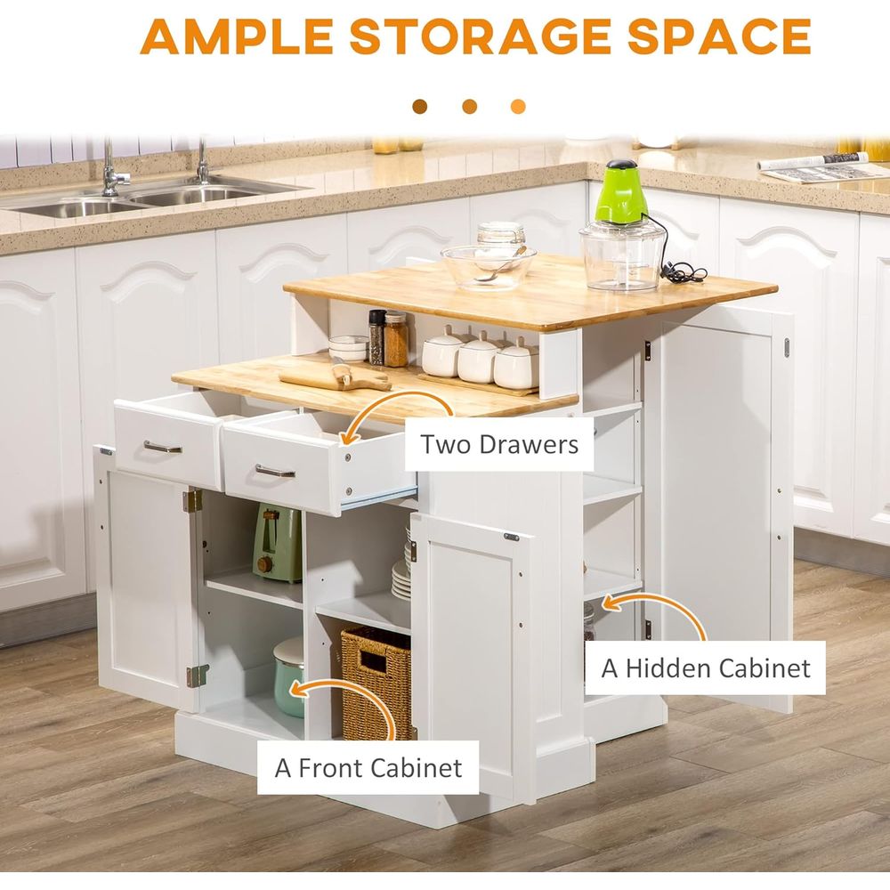 White Kitchen Island with Stor - Home Bar And Cabinet recension och pris