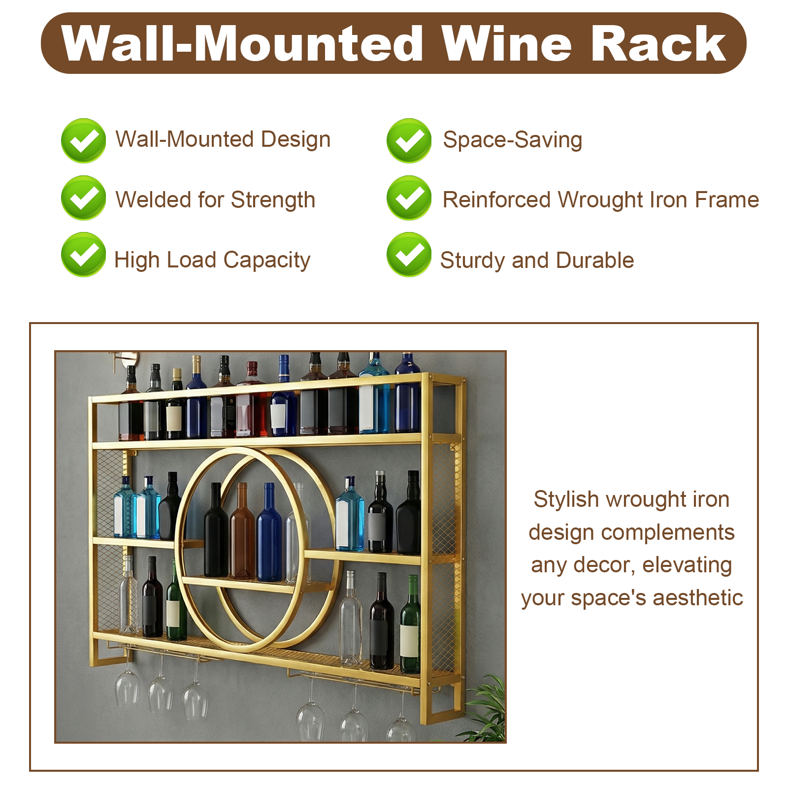 Wine Glass Rack Floating Bar S - Home Bar Shelves recension och pris
