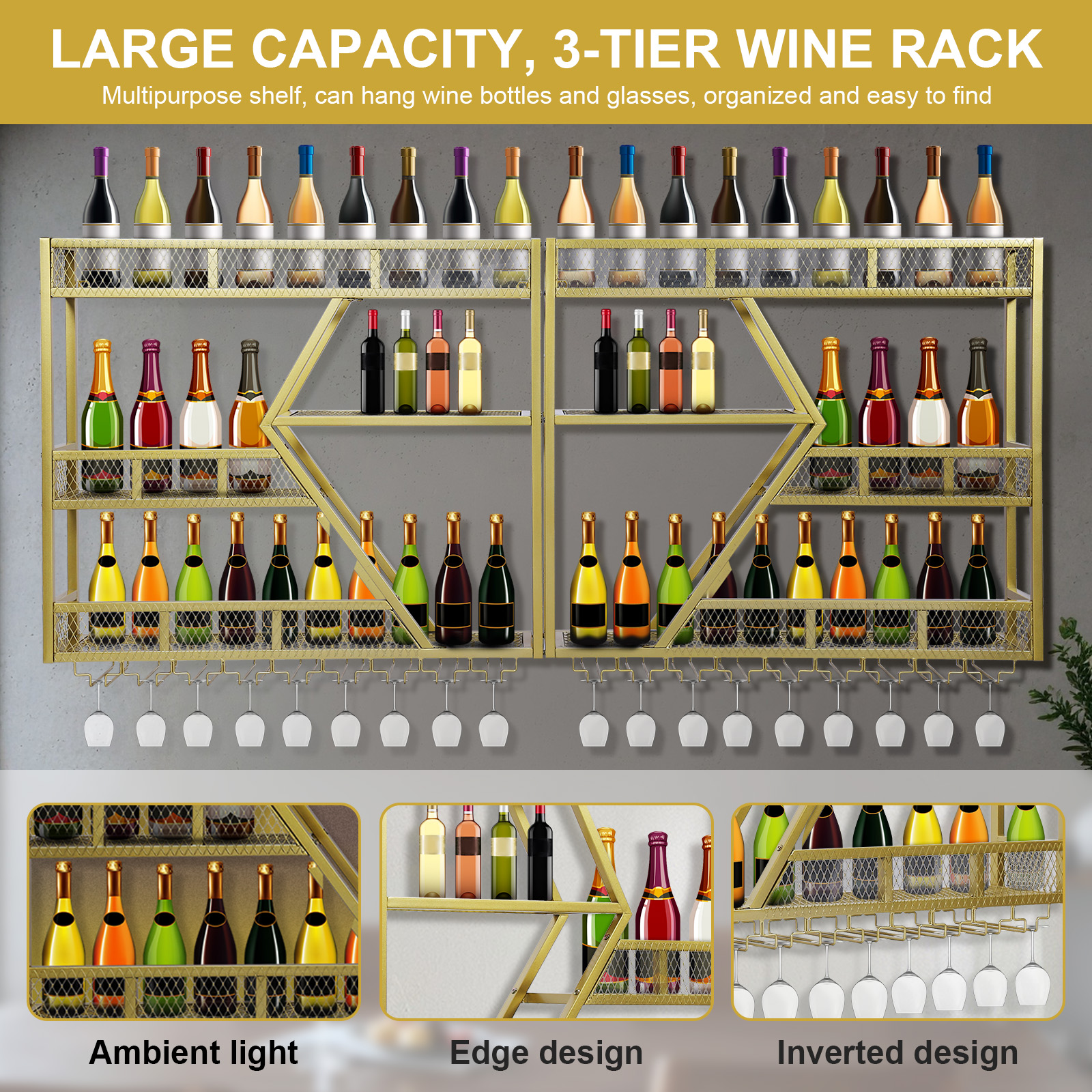 Metal Wine Storage Rack Wall M - Home Bar Shelves recension och pris