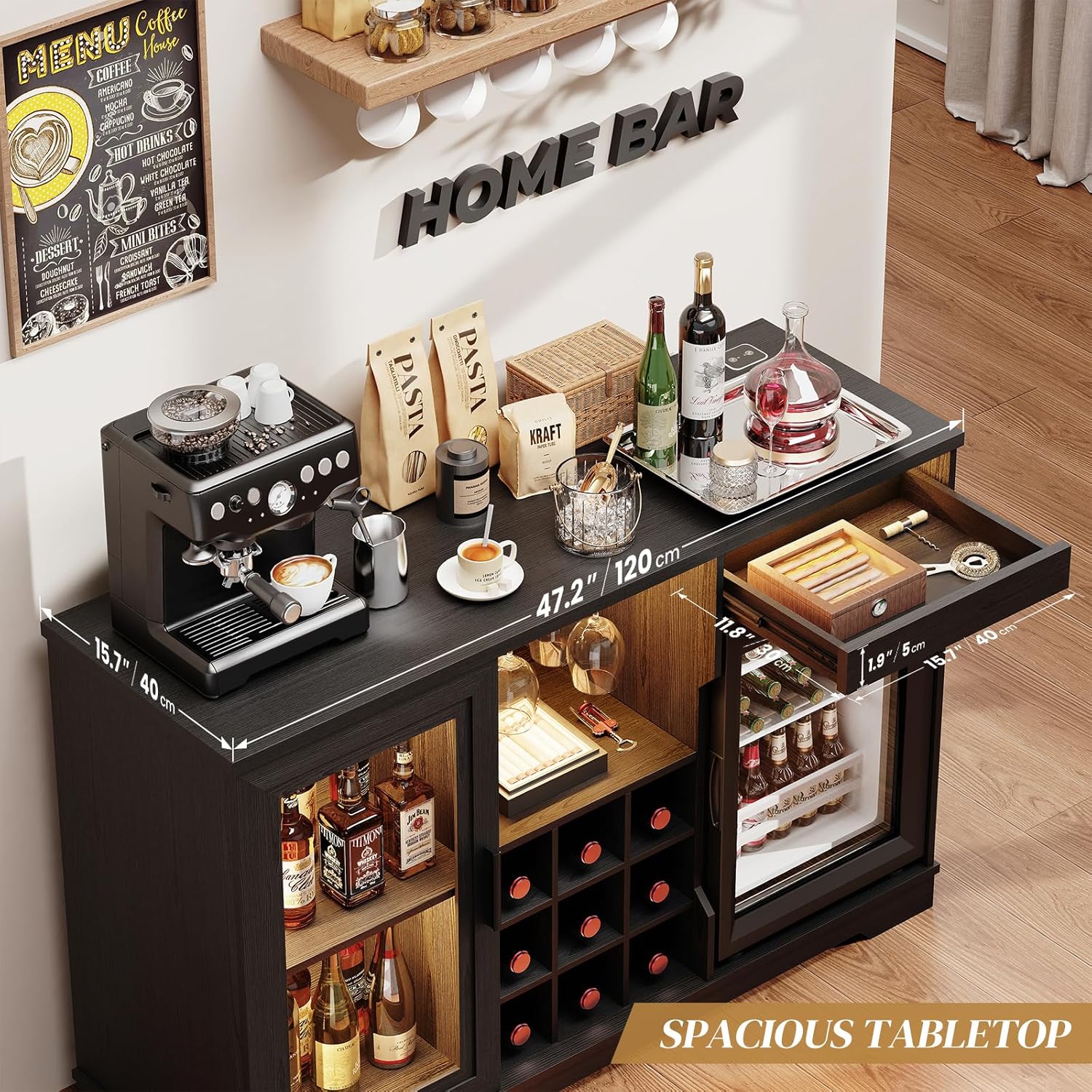 Coffee Bar Cabinet with Fridge - Home Bar And Fridge recension och pris
