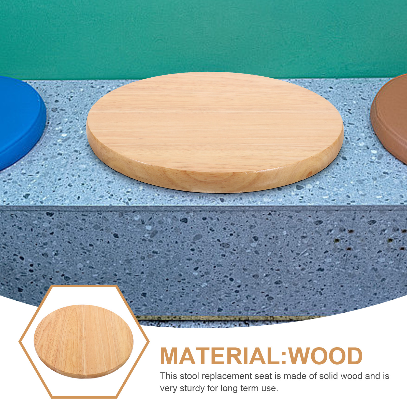 Round Wooden Bar Stool Seat Re - Home Bar Seating recension och pris