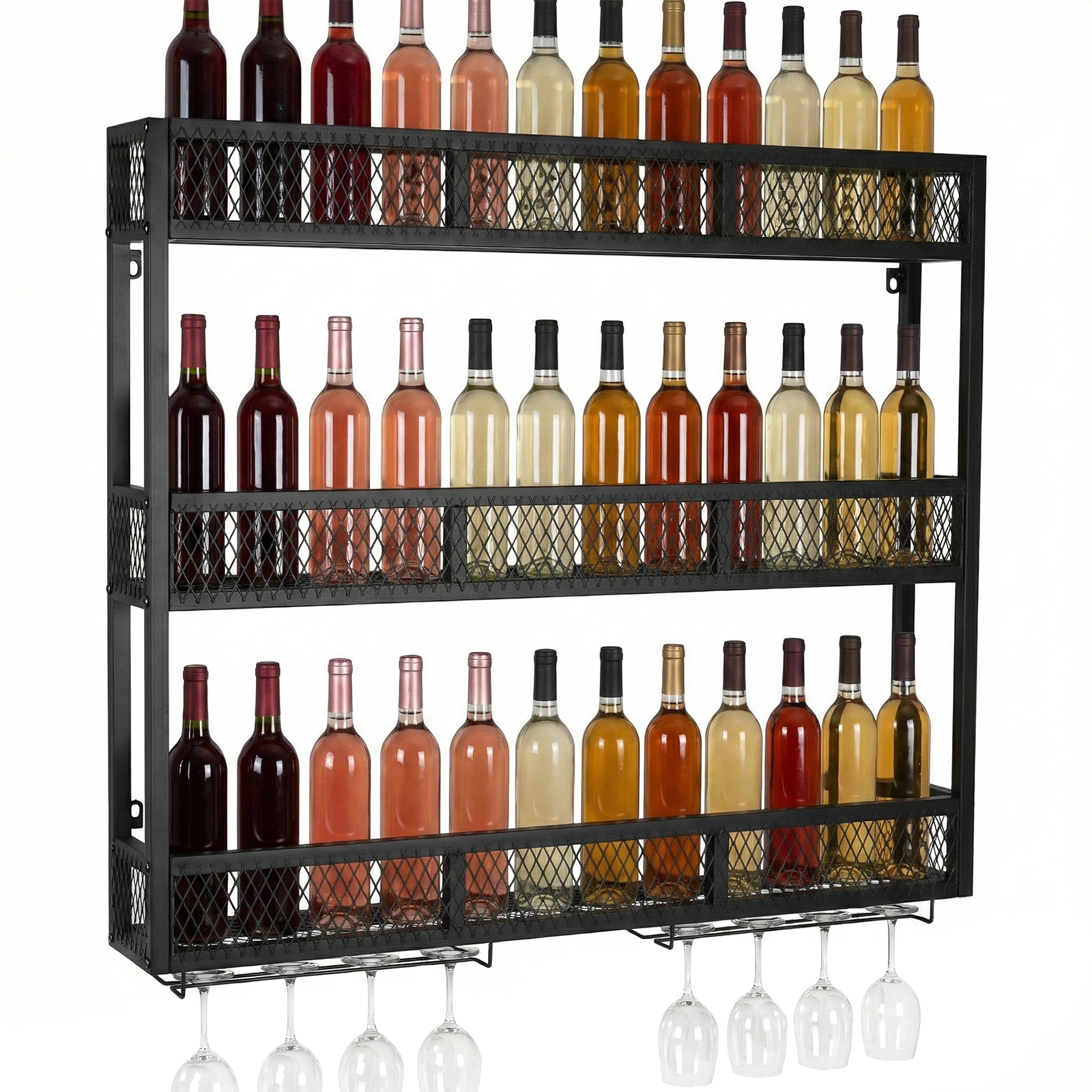 39in 3-Tiers Wall Mounted Wine - Home Bar Shelves recension och pris