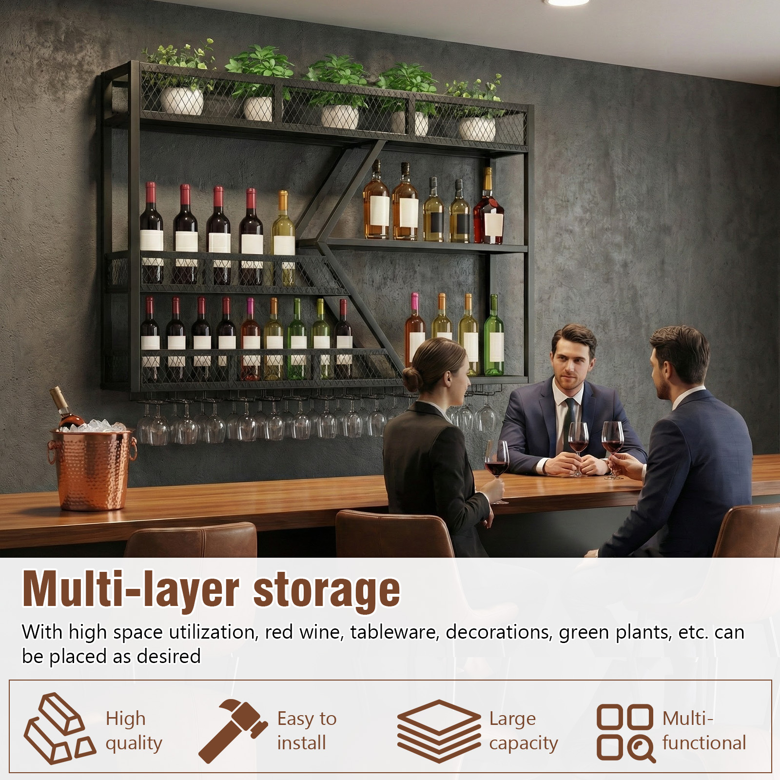 39in 3-Tiers Floating Bar Shel - Home Bar Shelves recension och pris