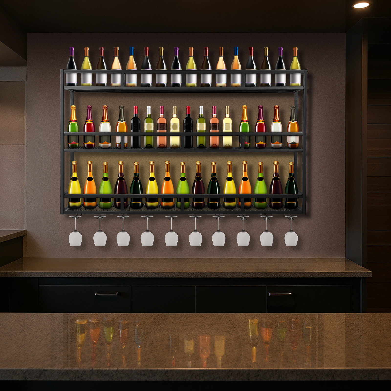 Bar Liquor Bottle Display Shel - Home Bar Shelves recension och pris