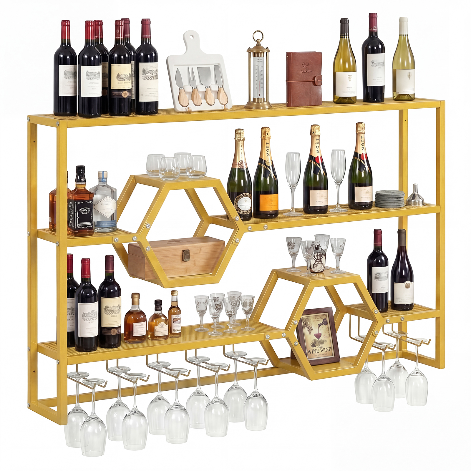 Wall Mounted Wine Rack 47” Lar - Home Bar Stand recension och pris