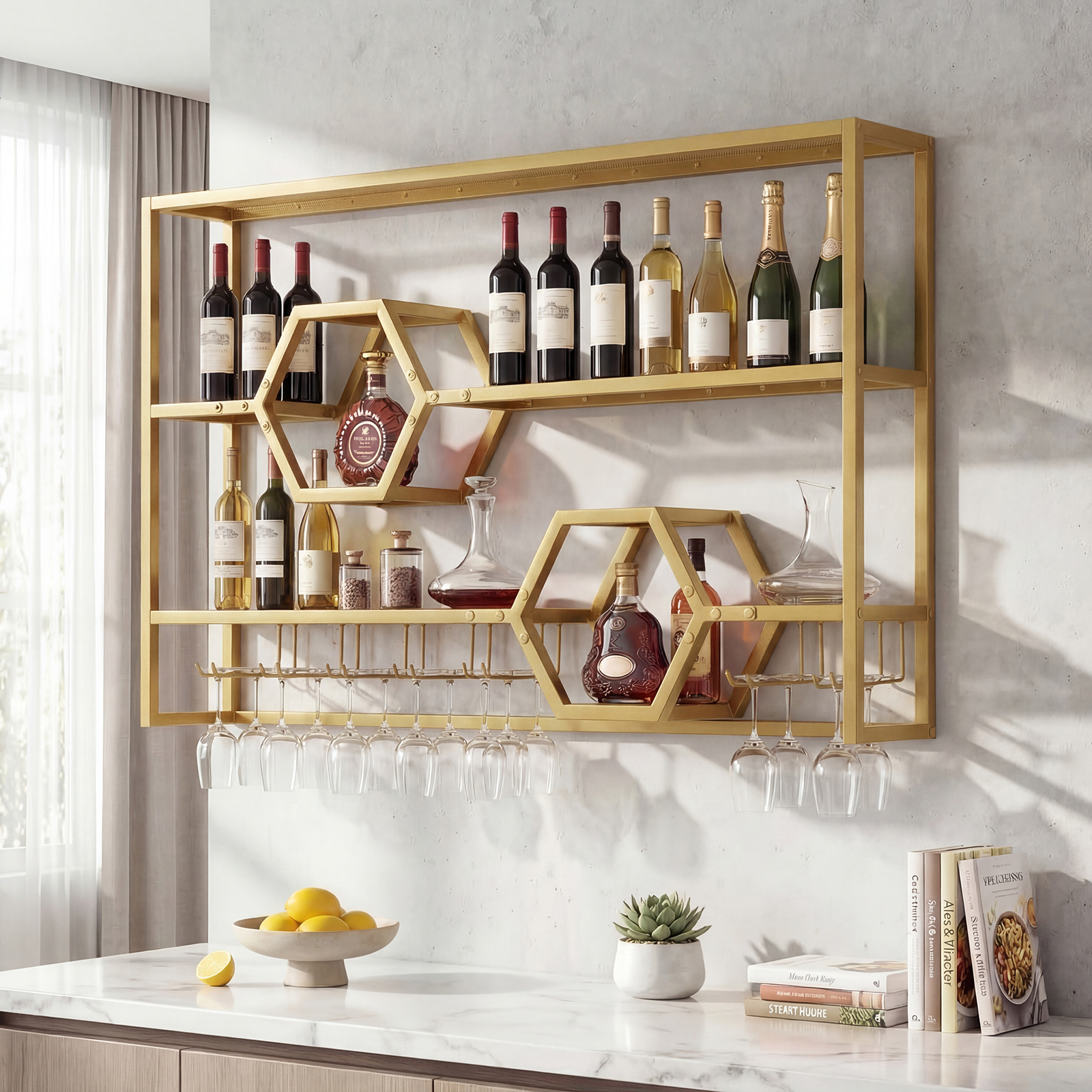 Wall Mounted Wine Rack 47” Lar - Home Bar Stand recension och pris