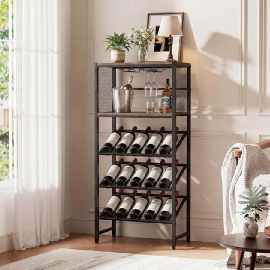 Corner Wine Rack with Glass Ho - Home Bar Stand recension och pris