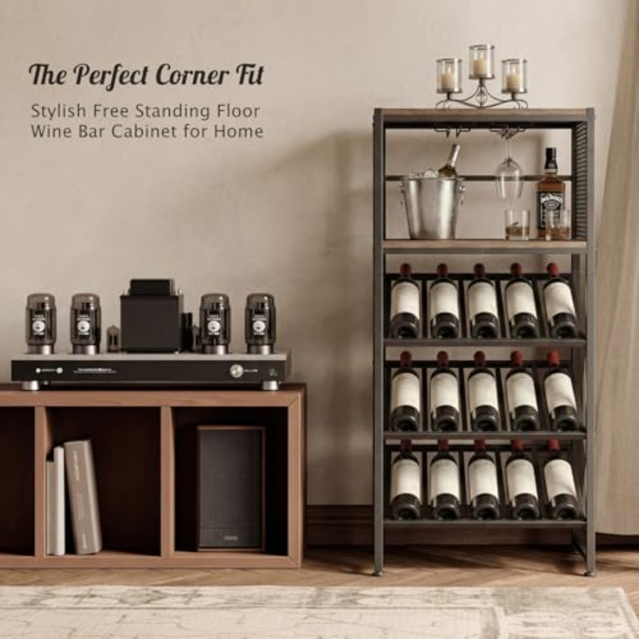 Corner Wine Rack with Glass Ho - Home Bar Stand recension och pris