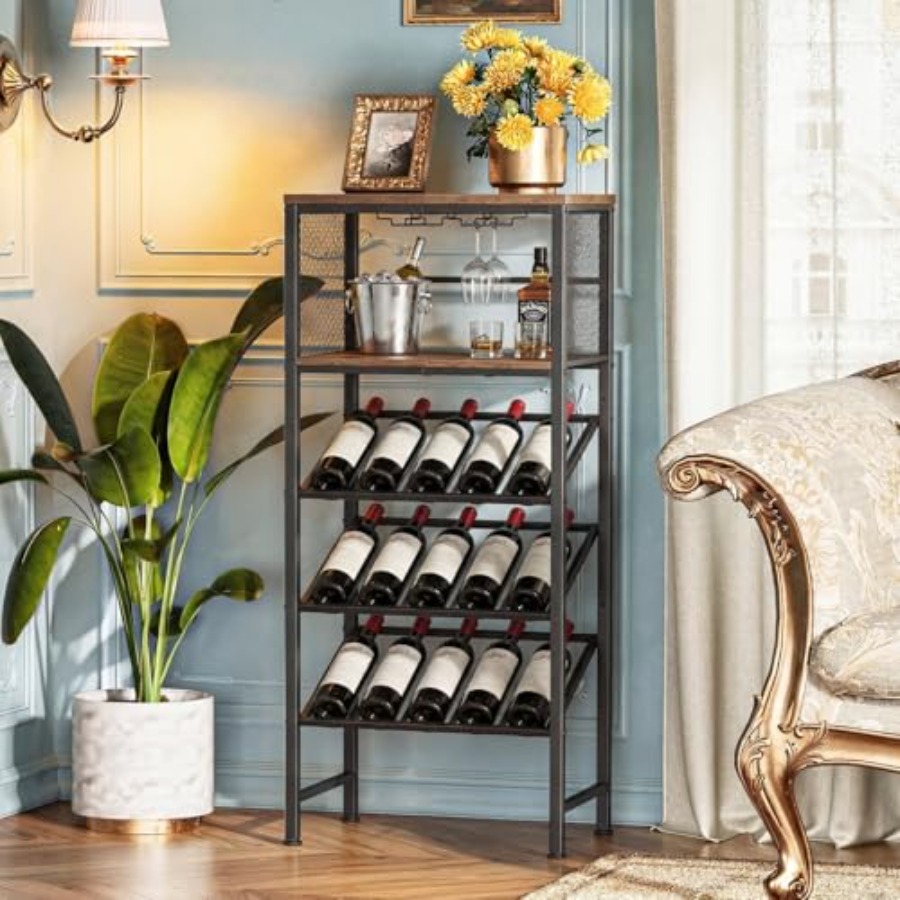 Corner Wine Rack with Glass Ho - Home Bar Stand recension och pris