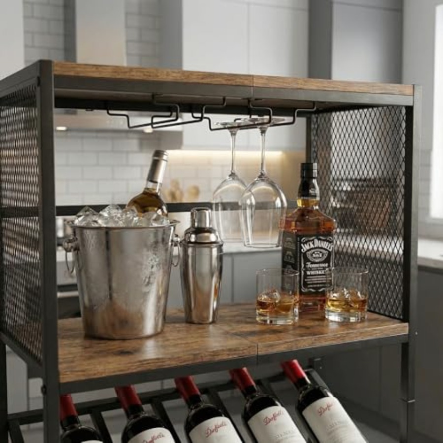 Corner Wine Rack with Glass Ho - Home Bar Stand recension och pris