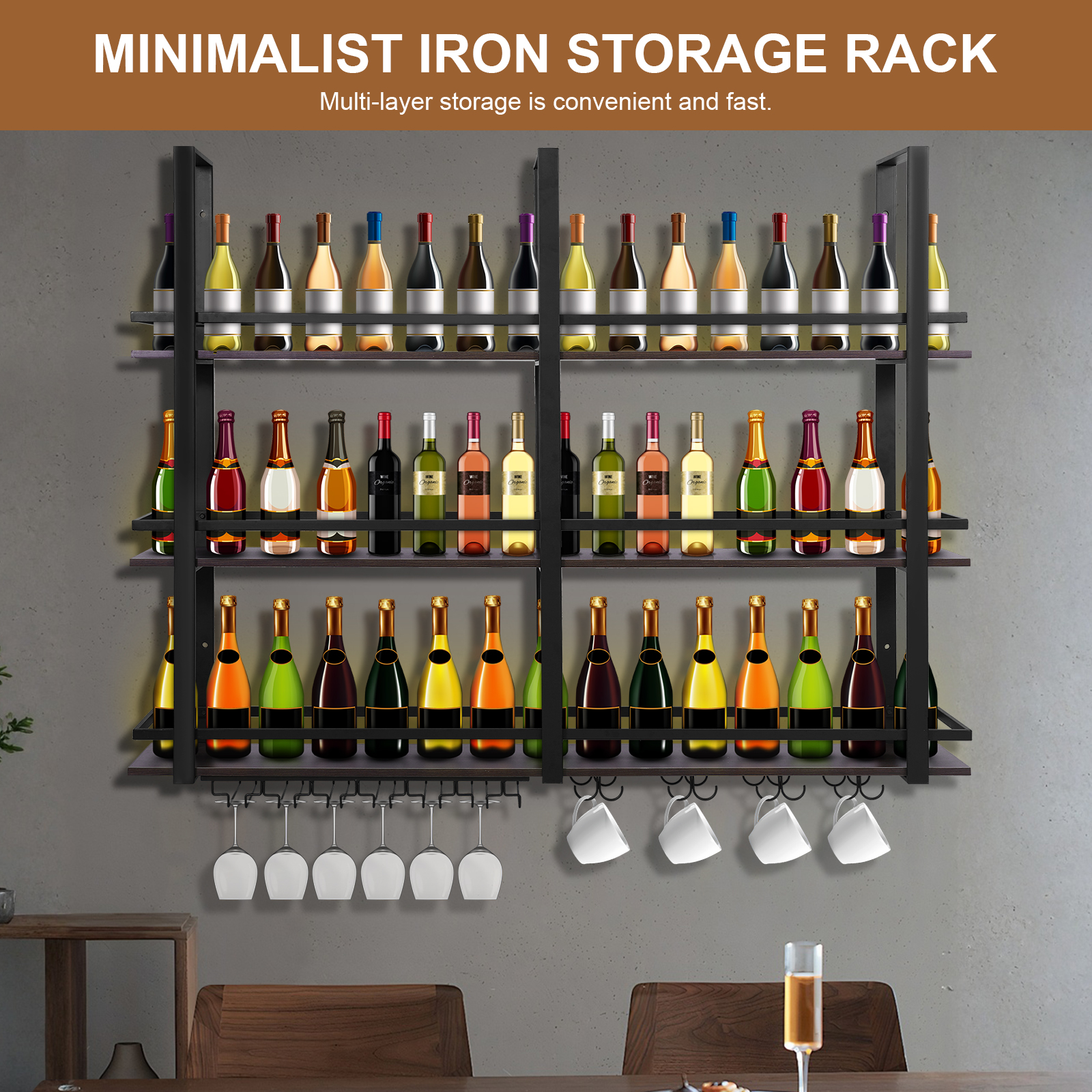 3Tier Wall Mounted Wine Rack B - Home Bar Shelves recension och pris