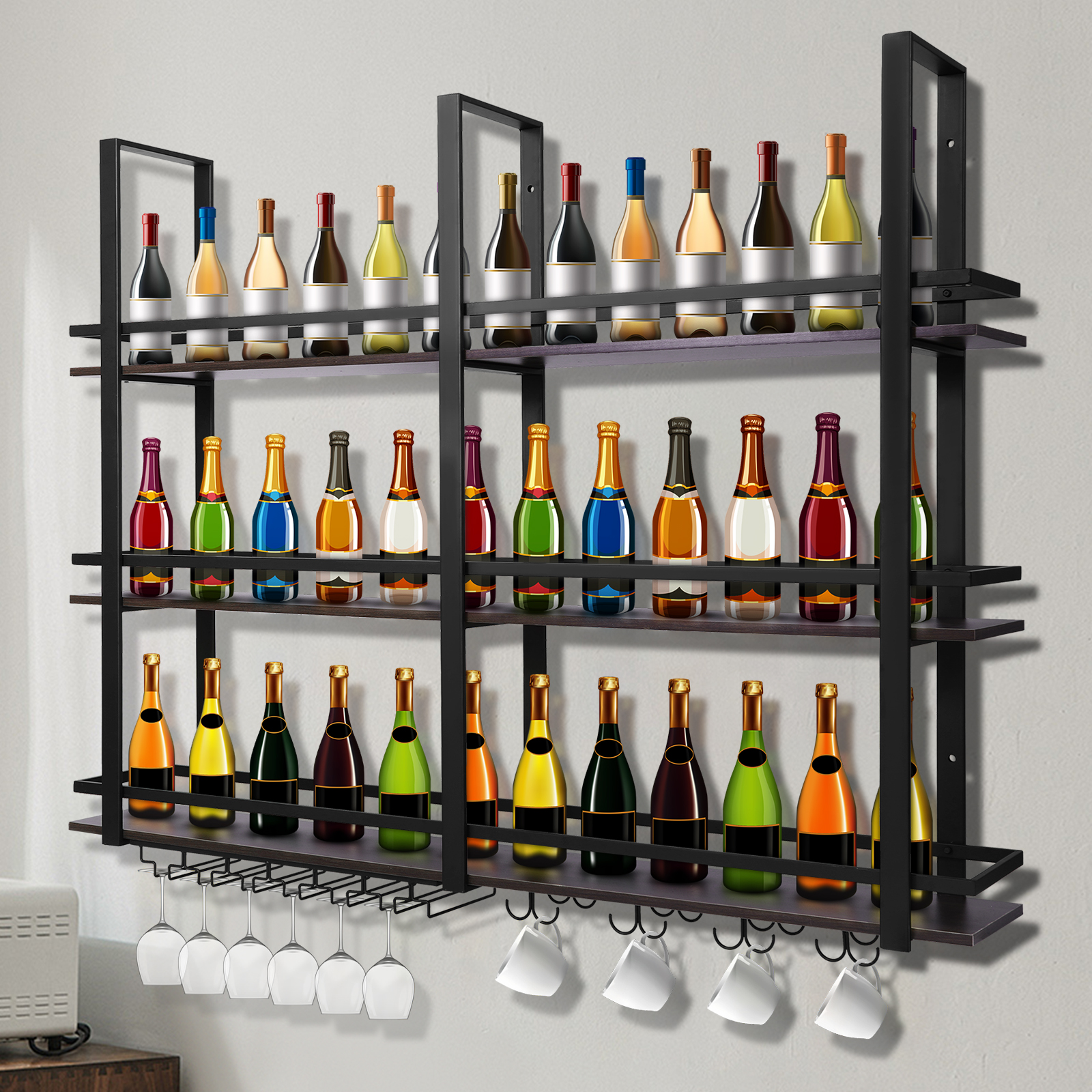 3Tier Wall Mounted Wine Rack B - Home Bar Shelves recension och pris