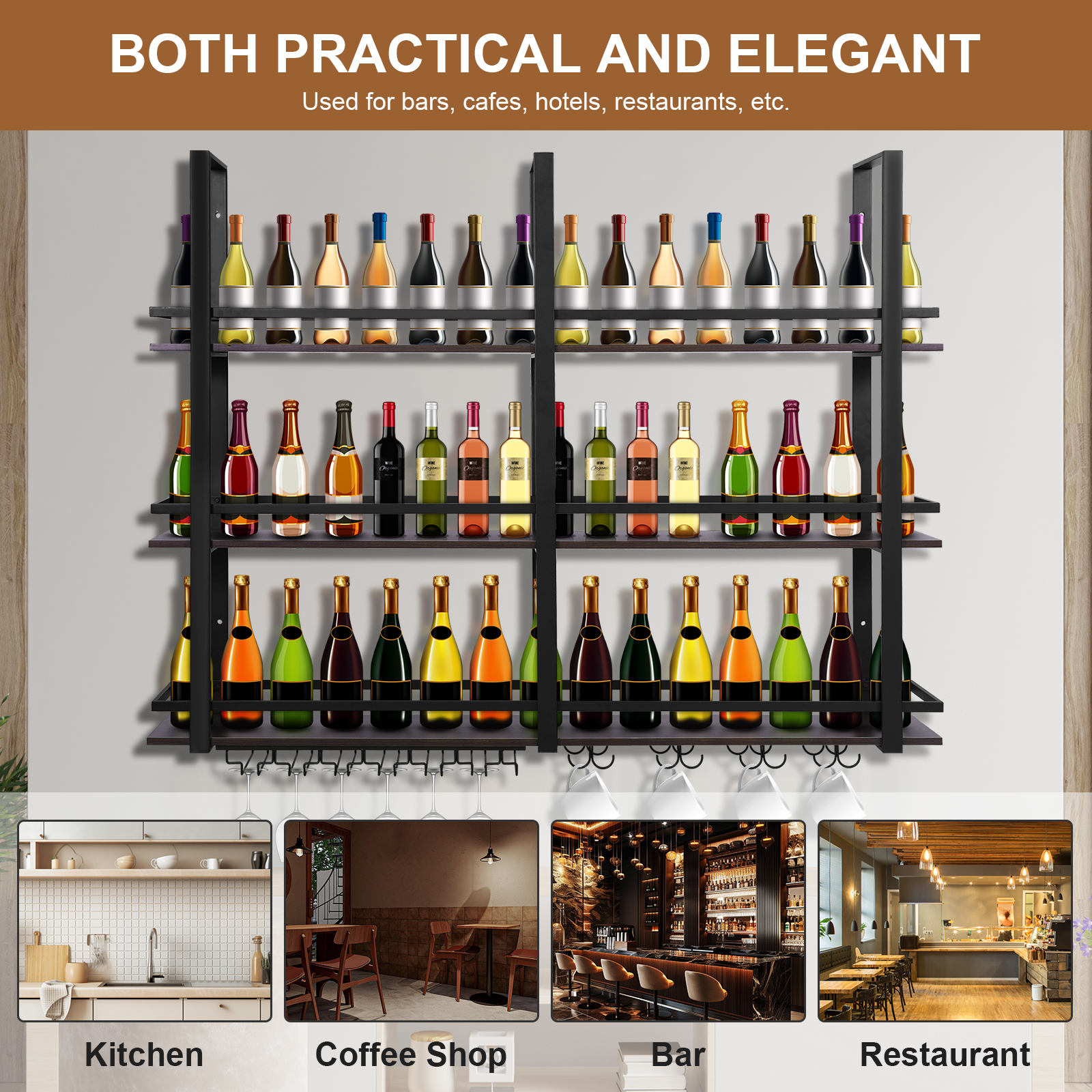 3Tier Wall Mounted Wine Rack B - Home Bar Shelves recension och pris